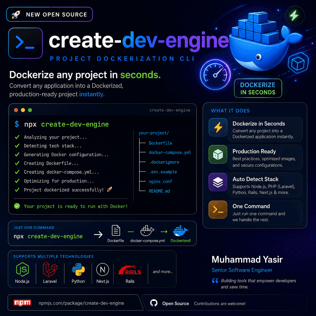 create-dev-engine – Project Dockerization CLI