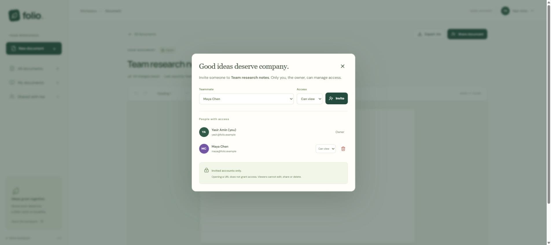 Screenshot 2 for Folio - Collaborative Document Workspace