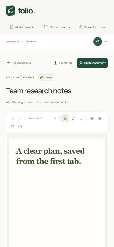 Screenshot 3 for Folio - Collaborative Document Workspace